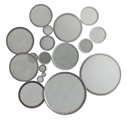 A collection of SS304 and SS316L wire mesh filter discs in multiple specifications